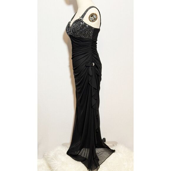 Blondie Nights by Stacy Sklar | Black Gown | Evening Prom | Sequin Top | Sz 5 - Picture 3 of 7